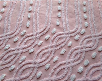 Pink Eternity Link Vintage Chenille Fabric, Feminine, 17x25" Piece