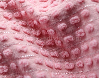 Nubby Pops Chenille Fabric, Rose Pink Shimmer Popcorns, 20" x 24" inch Piece, by Morgan Jones Textiles