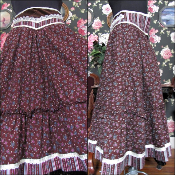 Brown Calico 'n Velvet Vintage Gunne Sax Gunnies 1