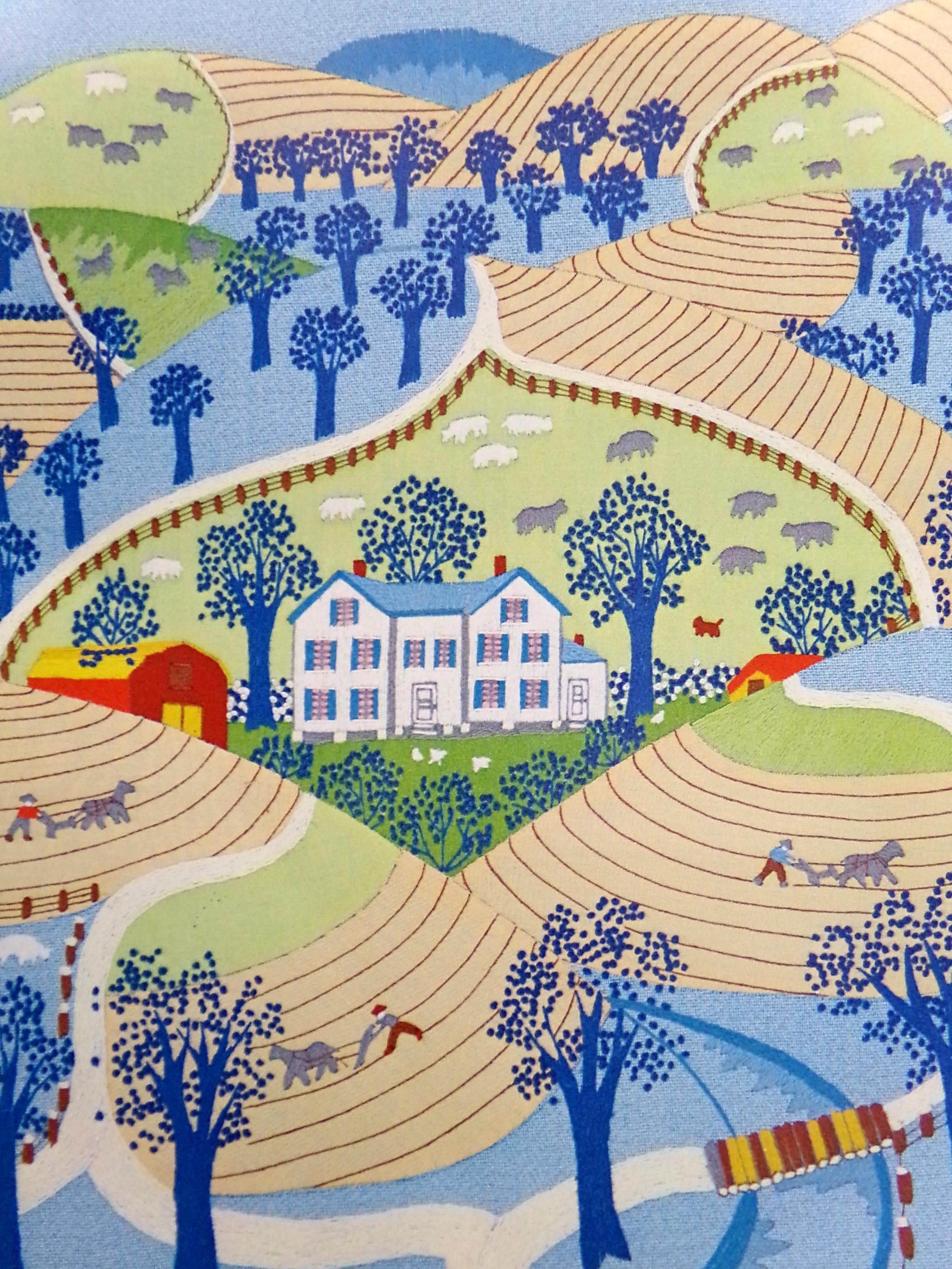 Vintage the BIG FARM in the SPRING Paragon Crewel Embroidery Kit