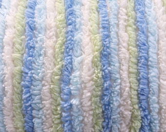 Barefoot Beach Chic Stripe Vintage Chenille Fabric Piece, 24" x 20" inches, Ideal in Coastal Pillows & Quilts