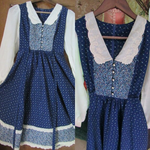 Whimsical 1970s Calico Vintage Gunne Sax Style Pra