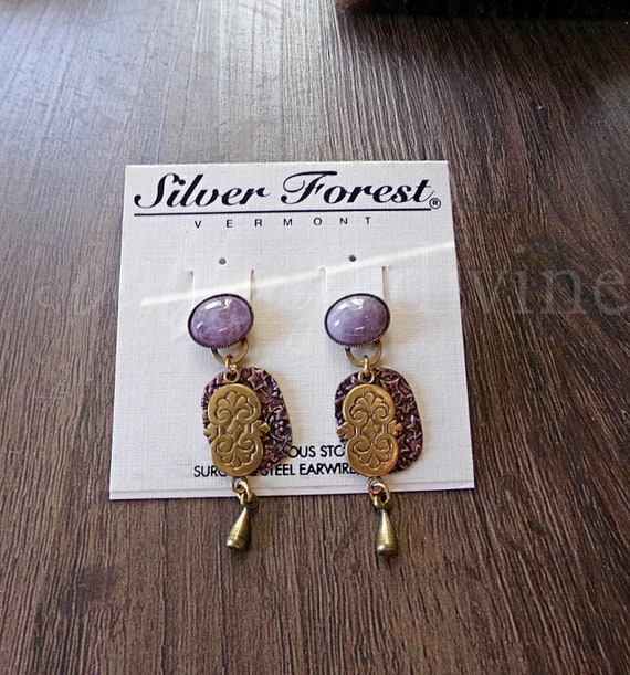 Amethyst Ivy Pierced Dangle Earrings, Artsy Boho … - image 5