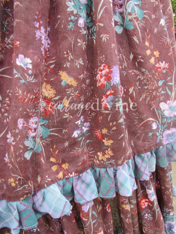 GUNNE SAX Autumn Lily Floral Brown Ruffled Gunnie… - image 6