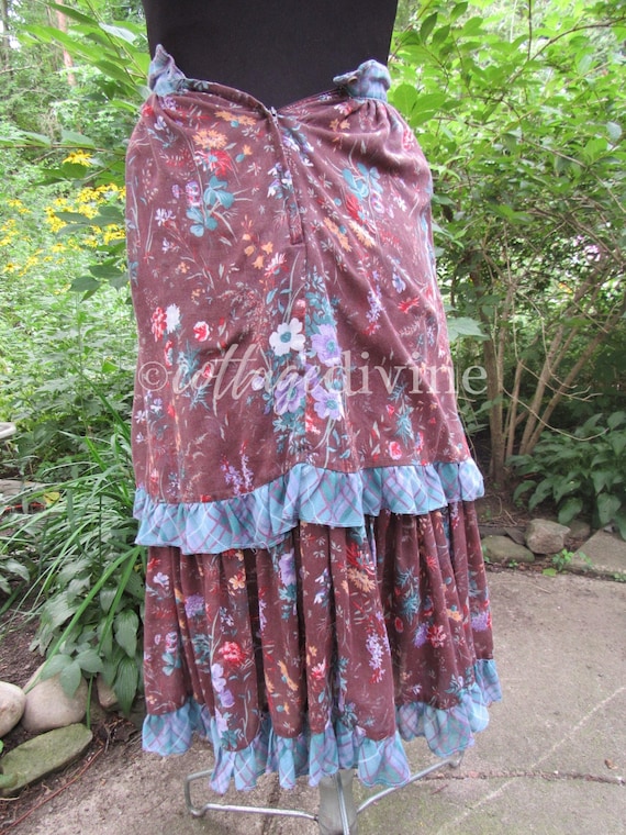 GUNNE SAX Autumn Lily Floral Brown Ruffled Gunnie… - image 8