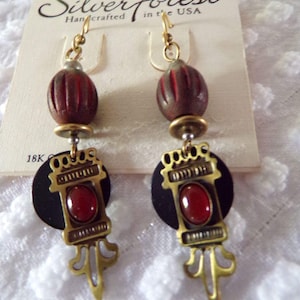Vintage Pierced Drop Dangle Earrings Silver Forest Boho Hippie Style Jewelry