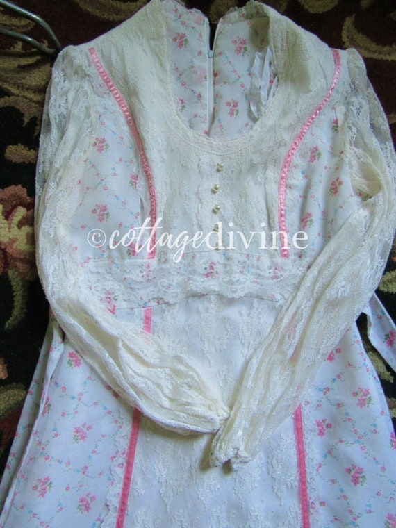 Vintage SIZE 13 Gunne Sax Style Pretty PINK ROSE … - image 10