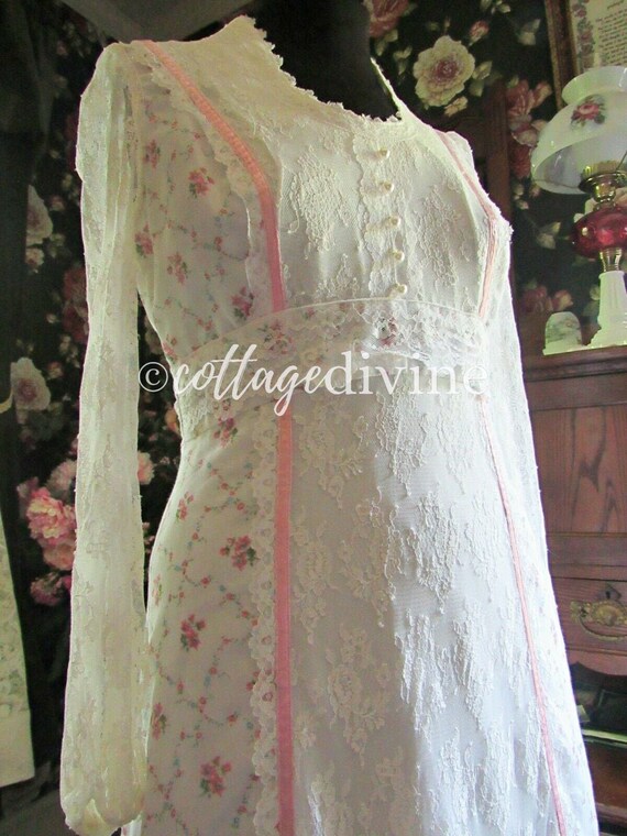 Vintage SIZE 13 Gunne Sax Style Pretty PINK ROSE … - image 4