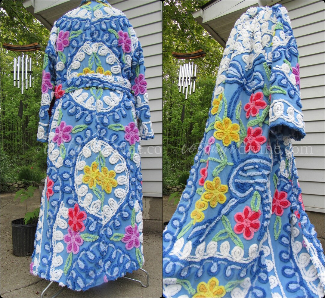 Bring Me Joy Vintage Chenille Robe, Artsy Statement Bathrobe From ...