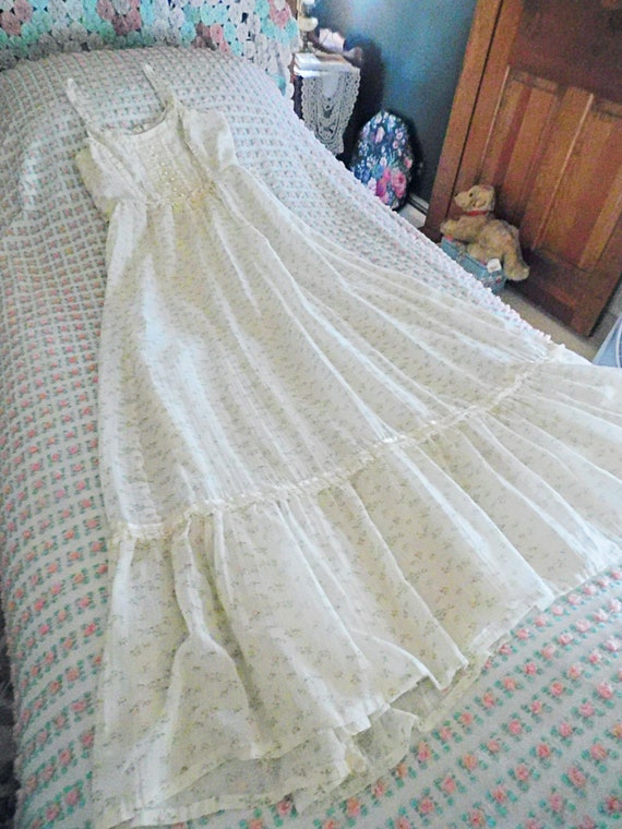 Pink Roses Semi Sheer Lined Gunne Sax Style Vintag