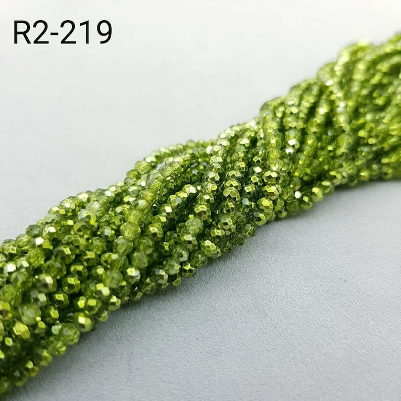 Rondelle faceted beads 2mm Glass beads Round beads DIY Craft supplies Sewing Embroidery Needlework Decoration