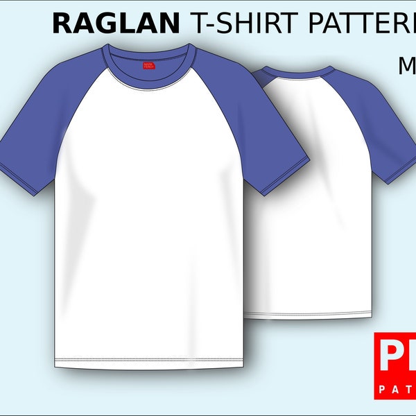 Raglan T-shirt Sewing Pattern for Men XS / XXXL