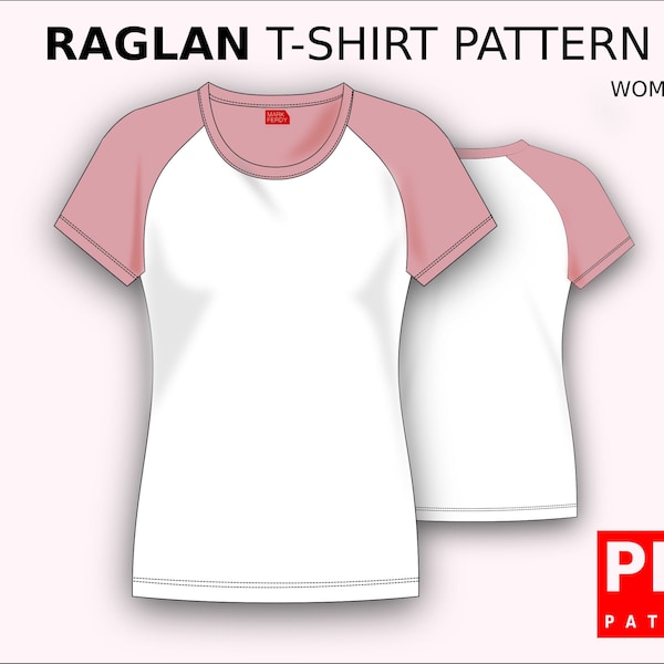 Raglan T-Shirt Schnittmuster für Frauen XS / XXXL