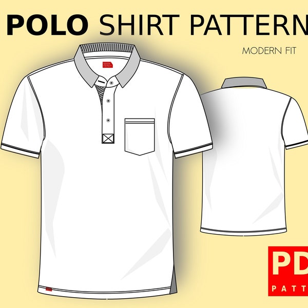 PDF Schnittmuster für Polo-Shirt Männer XS / XXXL