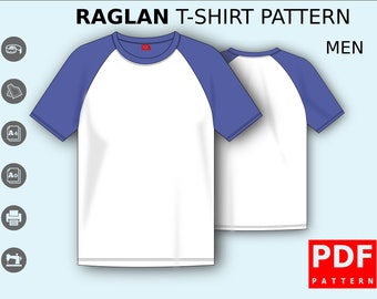 Raglan T-shirt Sewing Pattern for Men XS / XXXL