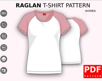 Raglan T-shirt  Sewing Pattern for women XS / XXXL