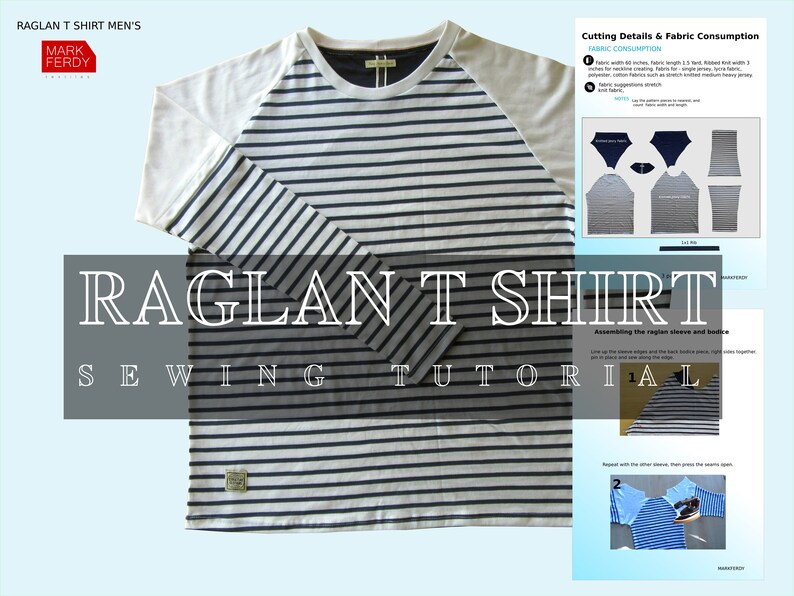 Raglan T-shirt Layered long Sleeve Sewing Pattern for Men XS / XXXL image 3