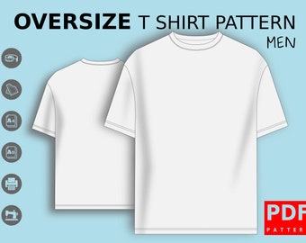 PDF Oversize T shirt Sewing Pattern for Men XS / XXL