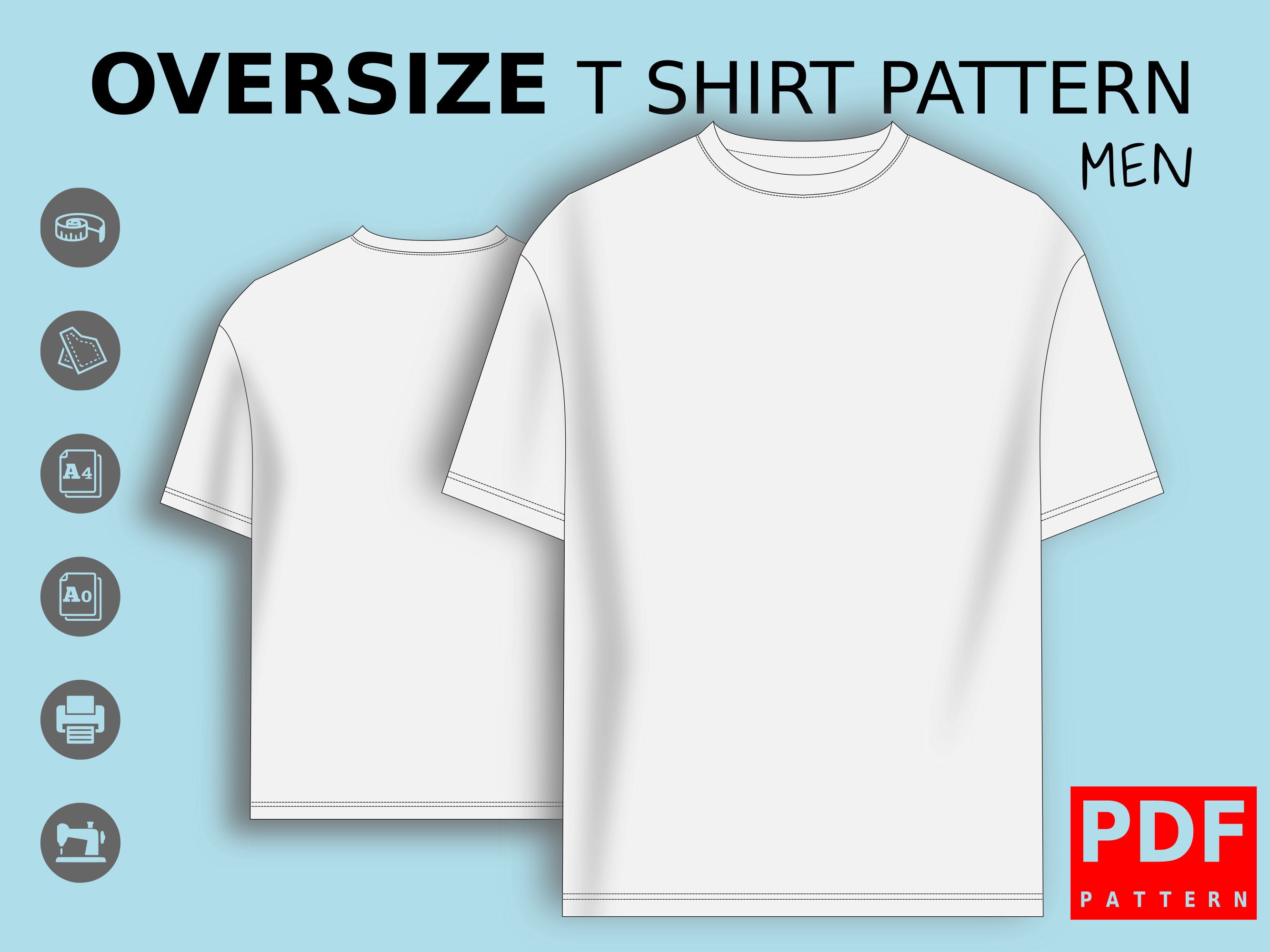 prøve juni passage PDF Oversize T Shirt Sewing Pattern for Men XS / XXL - Etsy