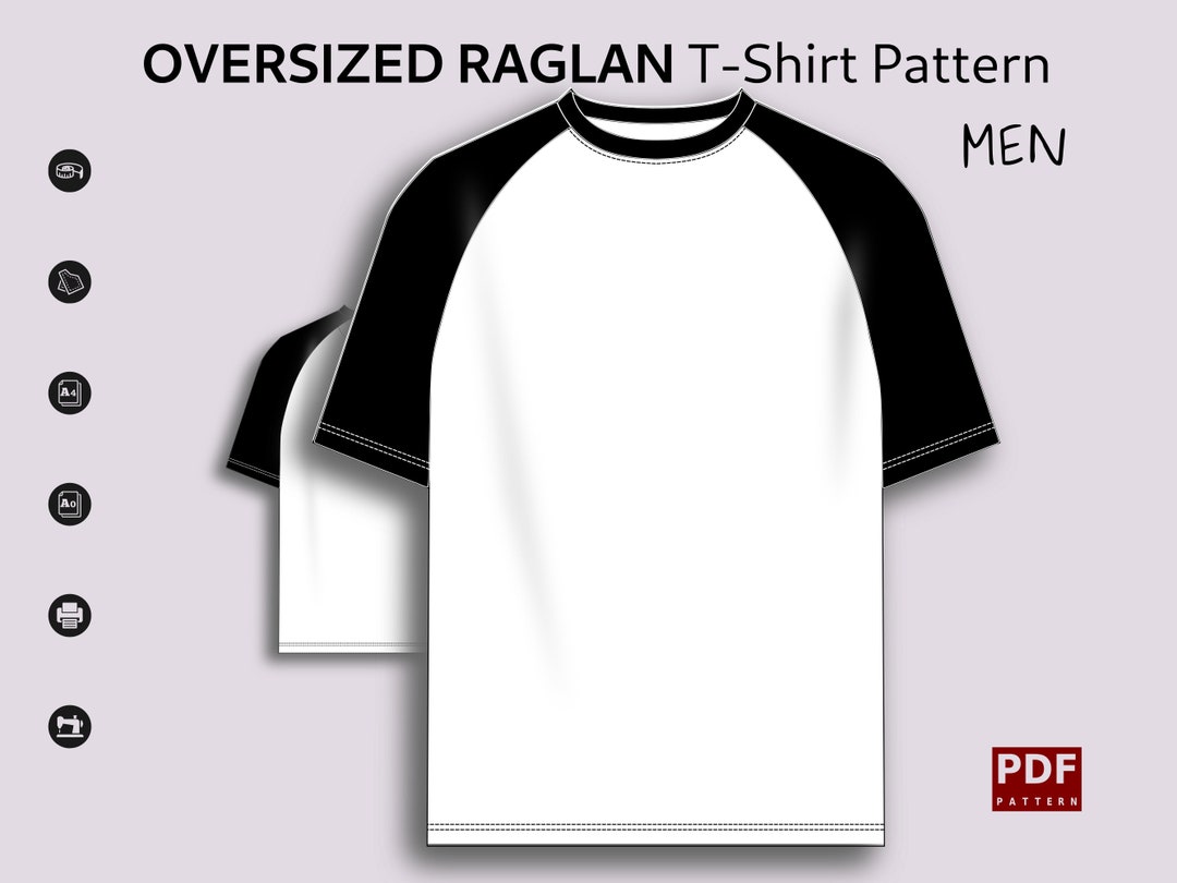 Oversized Raglan Tshirt PDF Pattern for Men's Instant Download Etsy
