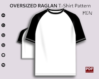 T-shirt raglan surdimensionné Patron PDF pour téléchargement instantané pour hommes