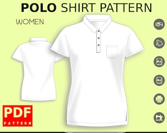 pdf polo shirt Sewing Pattern for women XS / XXXL
