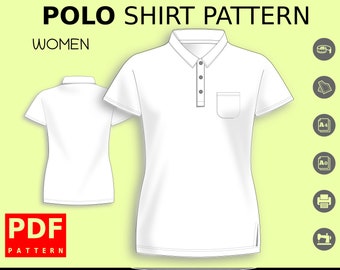 pdf polo shirt Sewing Pattern for women XS / XXXL