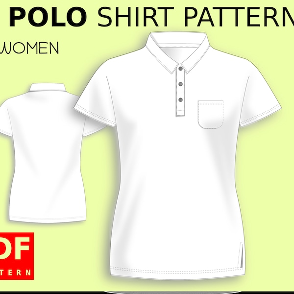 pdf polo shirt Sewing Pattern for women XS / XXXL