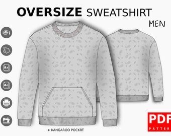 PDF Oversize Sweatshirt Sewing Pattern for Men XS / XXL