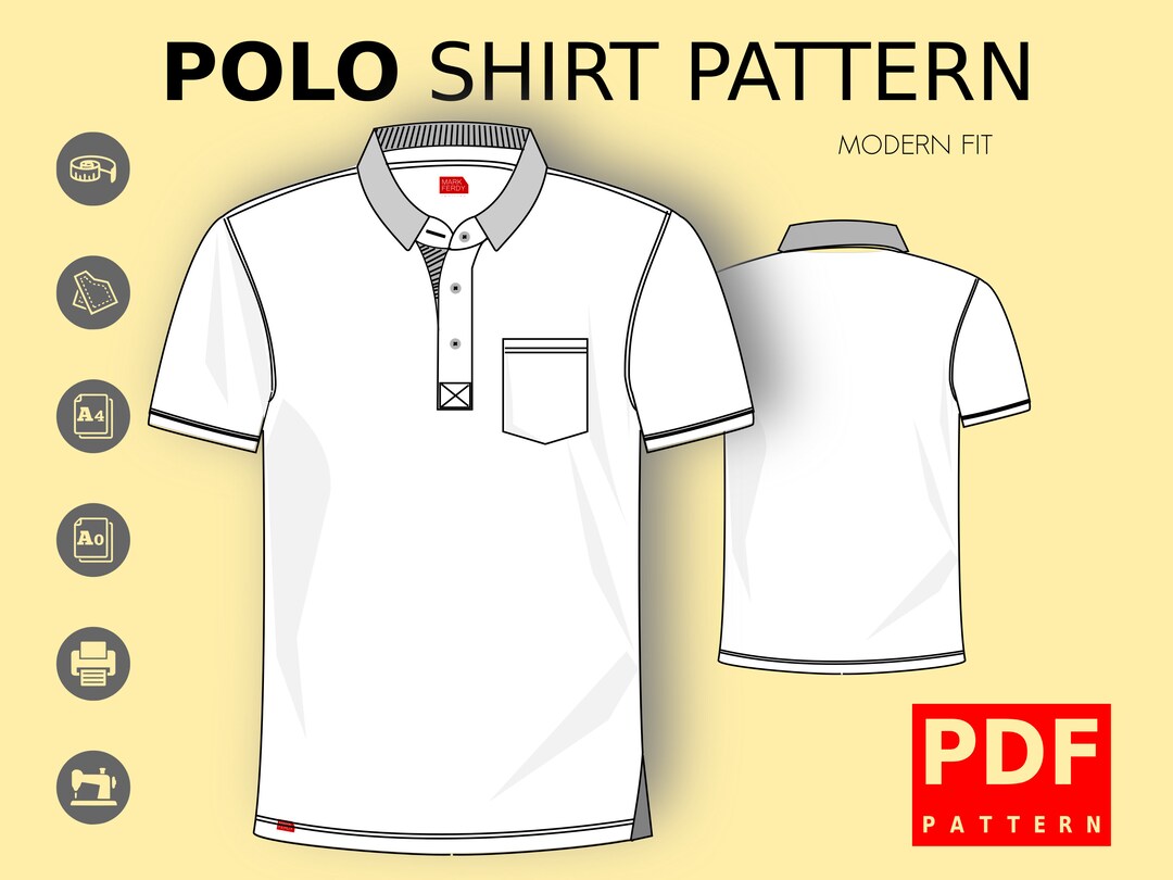 Buy PDF Polo Shirt Sewing Pattern for Men XS XXXL Online in
