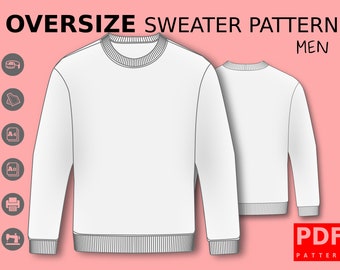 PDF Oversize Sweater Sewing Pattern for Men XS / XXL