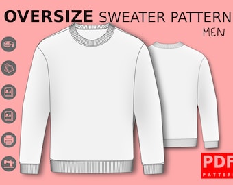 PDF Oversize Sweater Sewing Pattern for Men XS / XXL