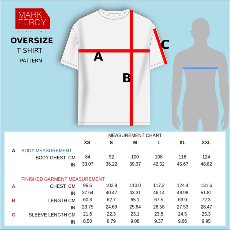 PDF Oversize T Shirt Sewing Pattern for Men XS / XXL | Etsy