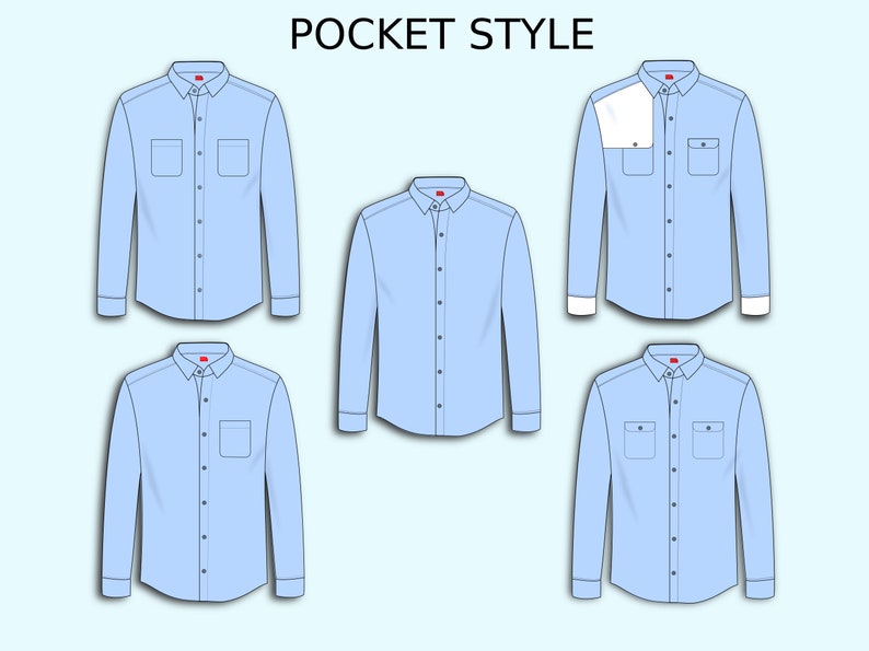 PDF Long Sleeve Shirt Sewing Pattern for Men XS / XXL image 9