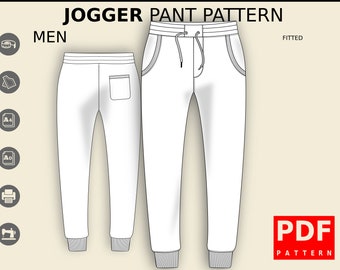 PDF Jogger Pant Sewing Pattern for Men XS / 4XL