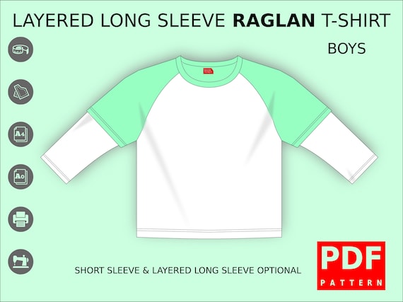 Raglan T-shirt Layered Long Sleeve Sewing Pattern for Boys - Etsy