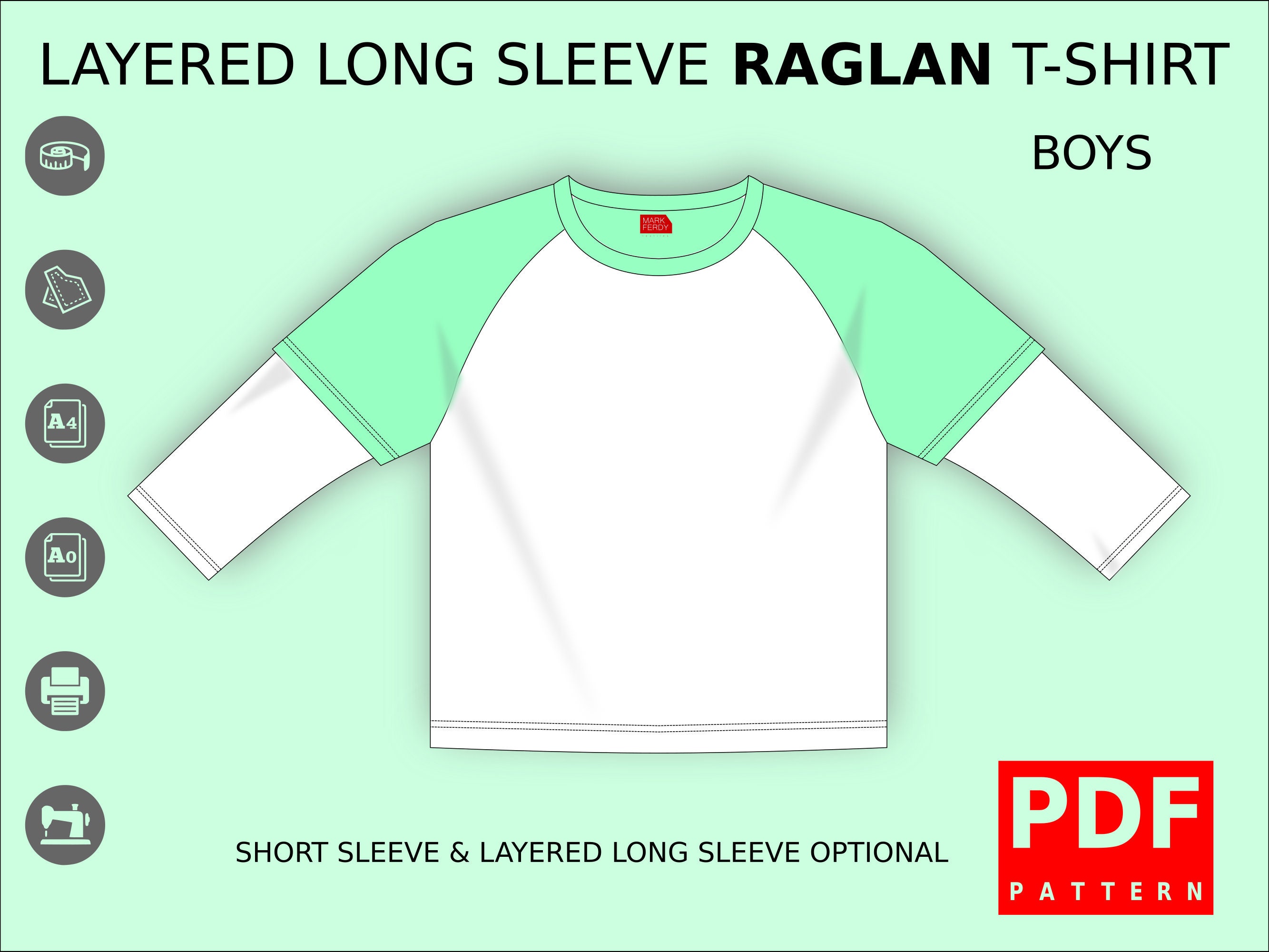 Raglan T-shirt Layered Long Sleeve Sewing Pattern for Boys - Etsy