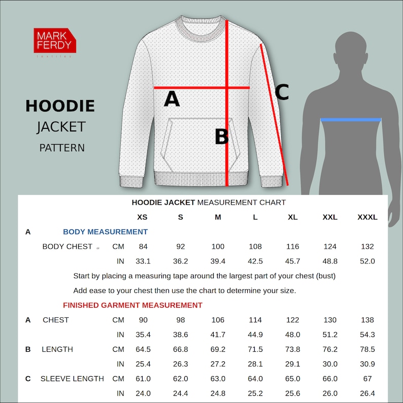 PDF Hoodie Jacket Sewing Pattern for Men XS / XXXL - Etsy