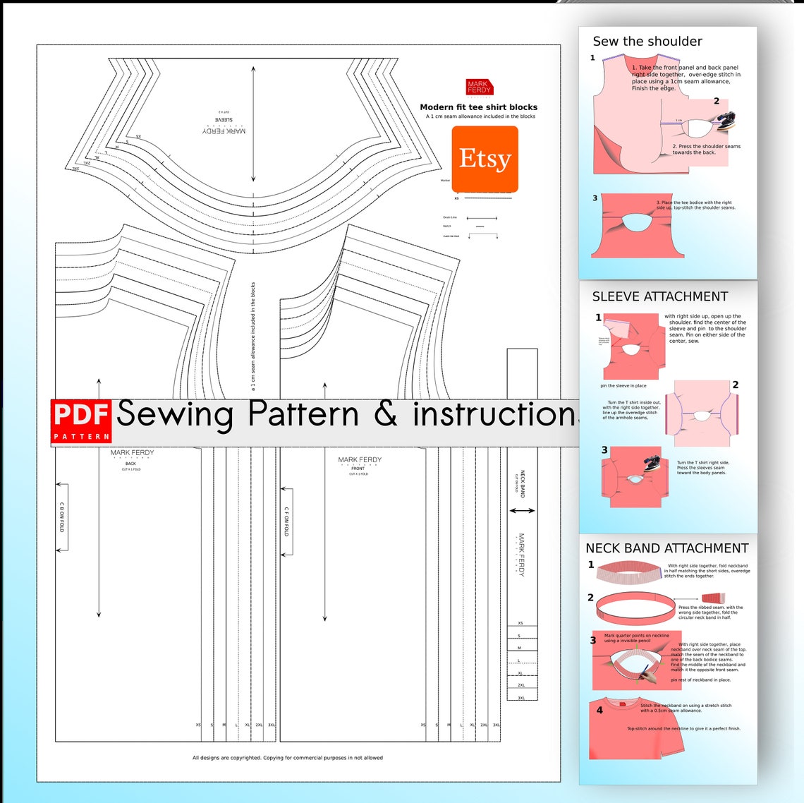 PDF T Shirts Sewing Pattern for Men XS / XXXL - Etsy