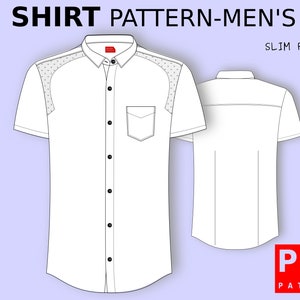 PDF Slim Fit Shirt Sewing Pattern for Men XS / XXL
