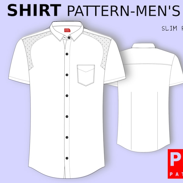 PDF Slim Fit Shirt Sewing Pattern for Men XS / XXL