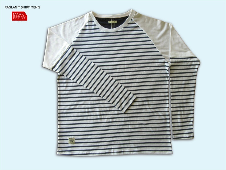 Raglan T-shirt Layered long Sleeve Sewing Pattern for Men XS / XXXL image 6