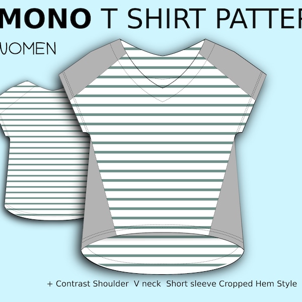 PDF Cartamodello per maglietta kimono con scollo a V per donna XS / XXXL