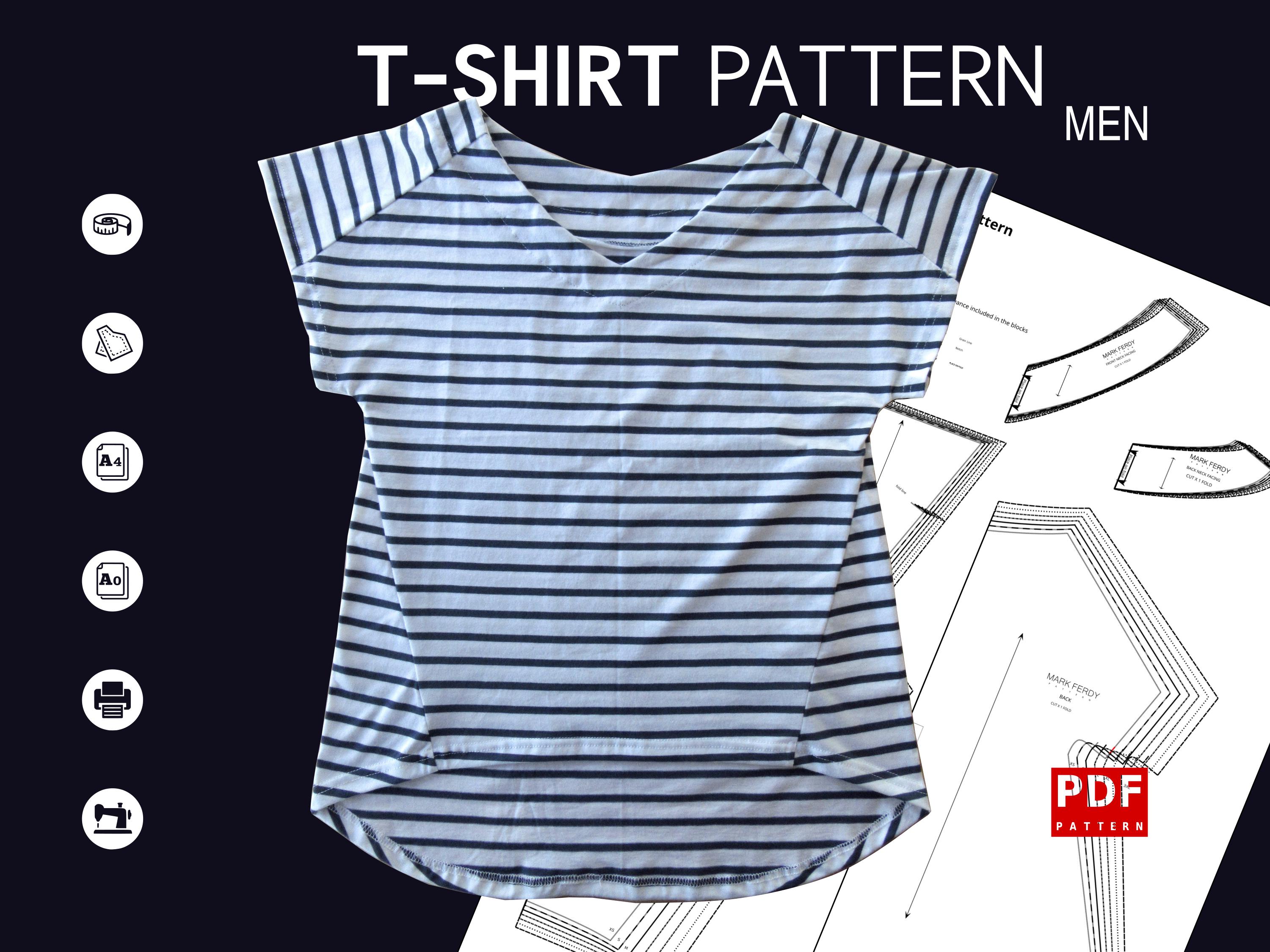 PDF V Neck Kimono T Shirt Sewing Pattern for women XS / XXXL
