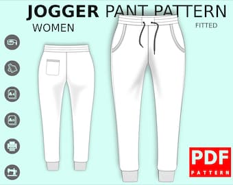 PDF Jogger Pant Sewing Pattern for women XS / 4XL