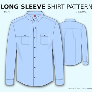 PDF Long Sleeve Shirt Sewing Pattern for Men XS / XXL image 1