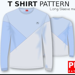 PDF T shirts Long Sleeve Sewing Pattern for Men XS / 3XL