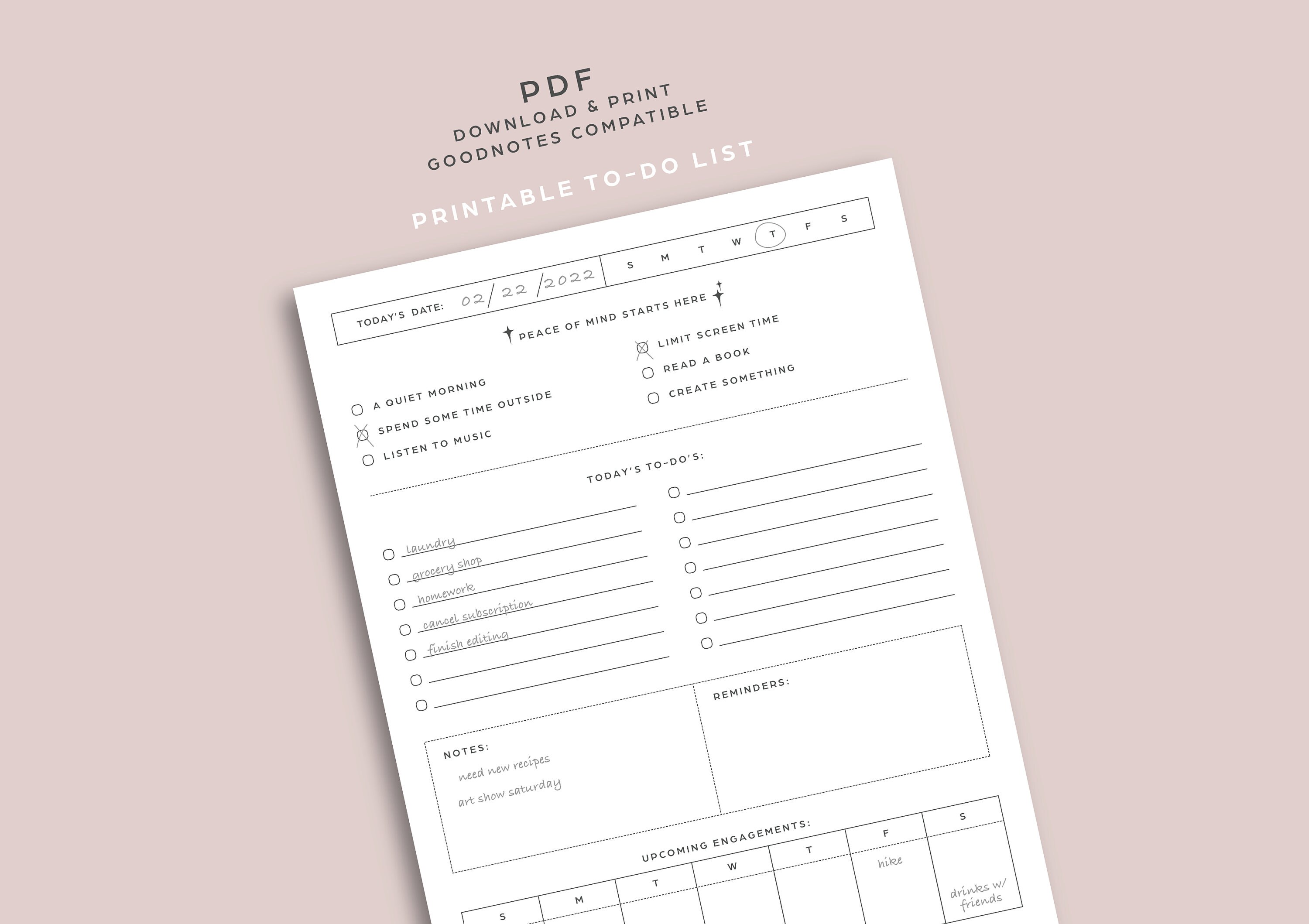 Minimalist Daily To-do List | Printable Digital Download | Daily ...