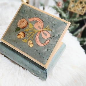Vintage Italian Lacquer Music Box, Swiss Movement Trinket Keepsake