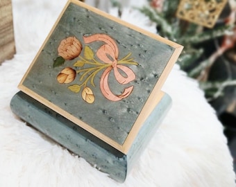 Vintage Italian Lacquer Music Box, Swiss Movement Trinket Keepsake